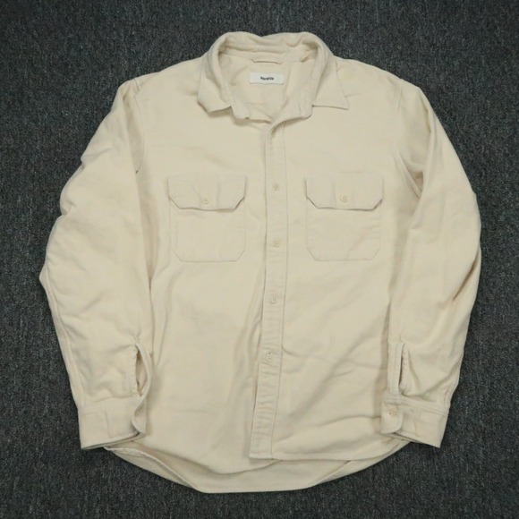 Buck Mason Other - Buck Mason Shirt Mens Extra Large Beige Long Sleeve Flannel Two Pocket XL